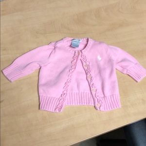 Ralph Lauren RL pink cardigan sweater 3 month